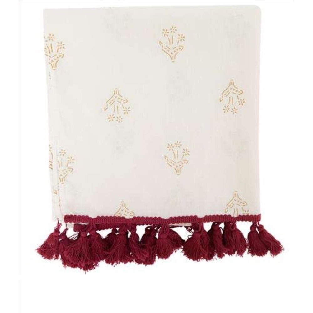 TO THE MARKET Rose Ikat Tassel Scarf, New in Packaging, 70" x 24.7". #30